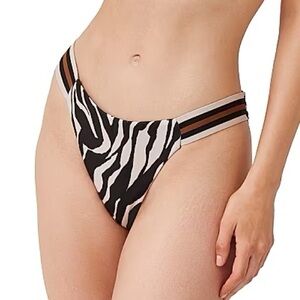 🆕 Gottex Bikini Swim Bottom Womens size 14 Brown Black Zebra Print Nostalgia NWT